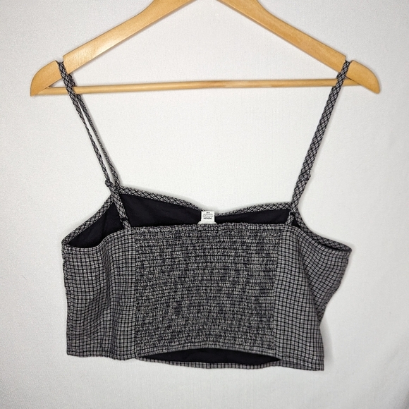 American Eagle NEW Black Plaid Square Neck Tank Crop Top Size Medium - Picture 2 of 9